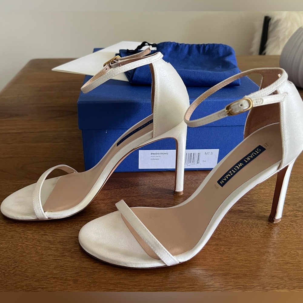 Stuart Weitzman Bridal Satin White Heels